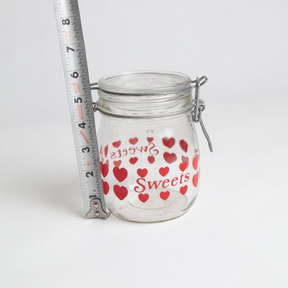 Vintage Hermetic Sweets Candy Stash Jar Hearts Carlton Glass Storage w/ Lid 3/4L - Picture 15 of 16